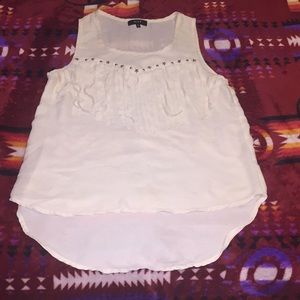Cream tank top with tassels and silver studs/stars